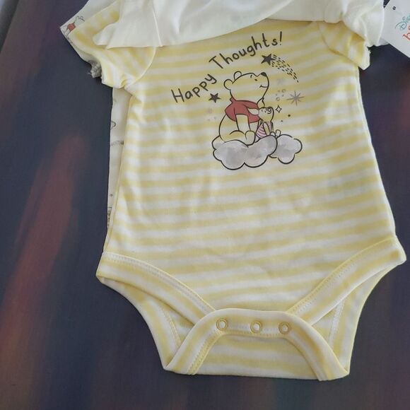 Adorable NWT Disney Baby Wishes + Dreams Winnie The Pooh Set Of 3 Onesies Sz 0-3 - Picture 2 of 7